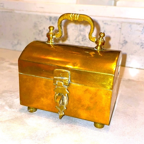 Jewelry Box Handmade Solid Brass Vintage Made in Isca India Functional Catch EUC - Picture 2 of 10